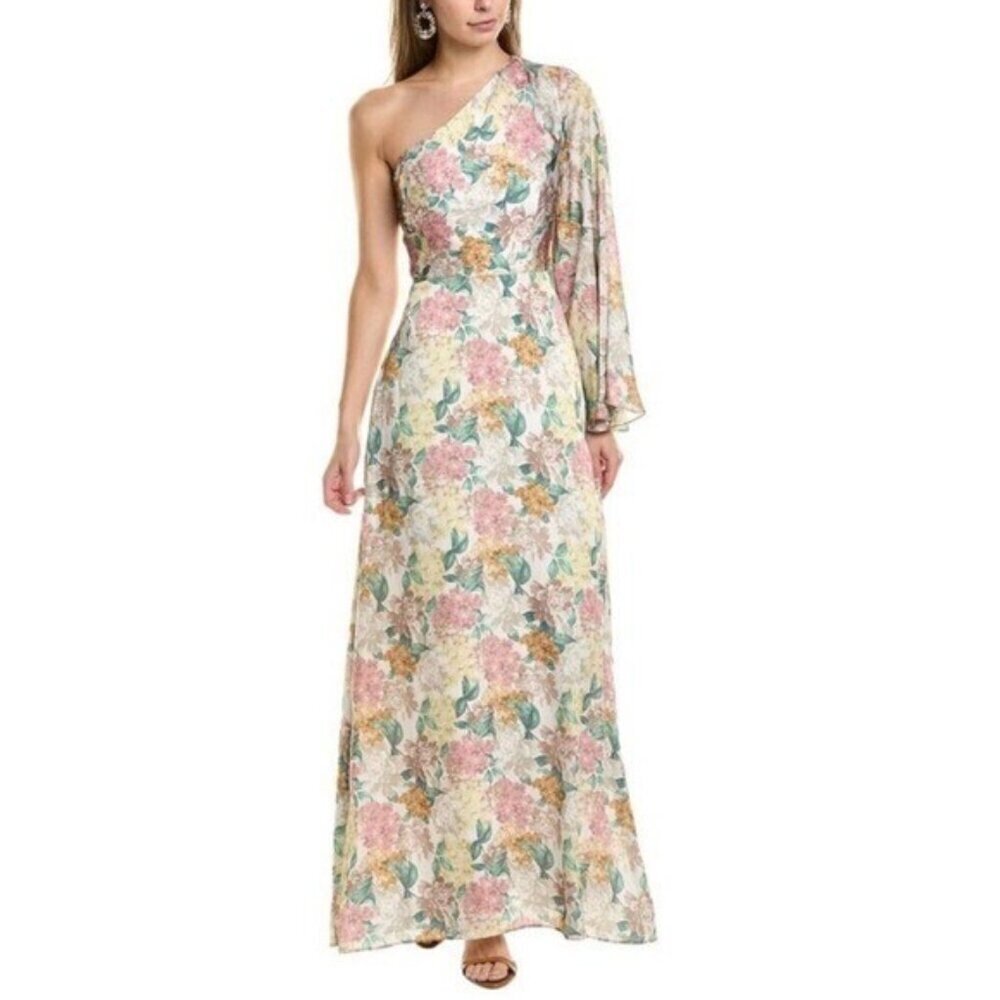 Sachin & Babi Keely One Shoulder Floral Antique Bouquet Maxi Gown Dress 10
